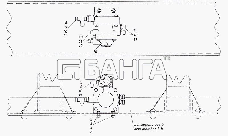 КамАЗ КамАЗ-4308 (2008) Схема 4308-3500022-10 Установка клапана